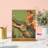 Girl Riding Alligator Acrylschild (Hochzeit)
