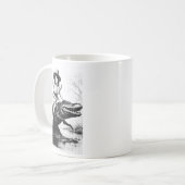 Girl Riding Alligator _ Weird Funny Florida Crocod Kaffeetasse (Vorderseite Links)