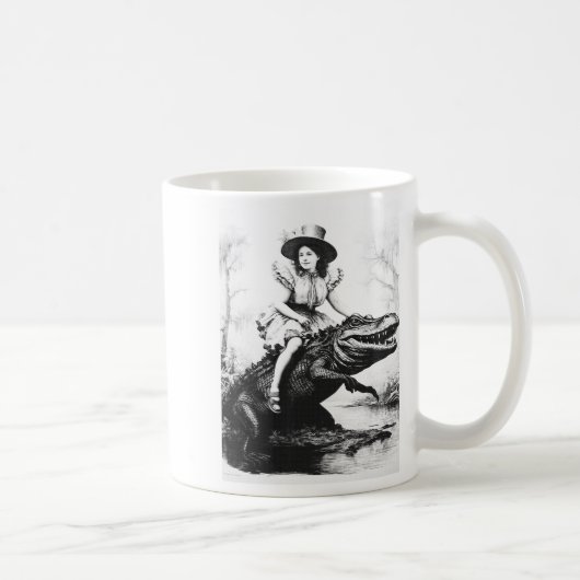 Girl Riding Alligator _ Weird Funny Florida Crocod Kaffeetasse (Rechts)