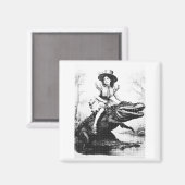 Girl Riding Alligator _ Weird Funny Florida Crocod Magnet (Vorderseite/Rückseite)