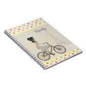 Girl Riding Bike in Paris Polka Dot Personalisiert Notizblock (Rechte Seite)