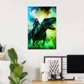 Girl Riding Dinosaur for Adults + Kid's Wall Room Poster (Heimbüro)