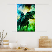 Girl Riding Dinosaur for Adults + Kid's Wall Room Poster (Küche)