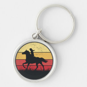 Girl Riding Pferd Vintag Sunset Texas Cowgirl Schlüsselanhänger