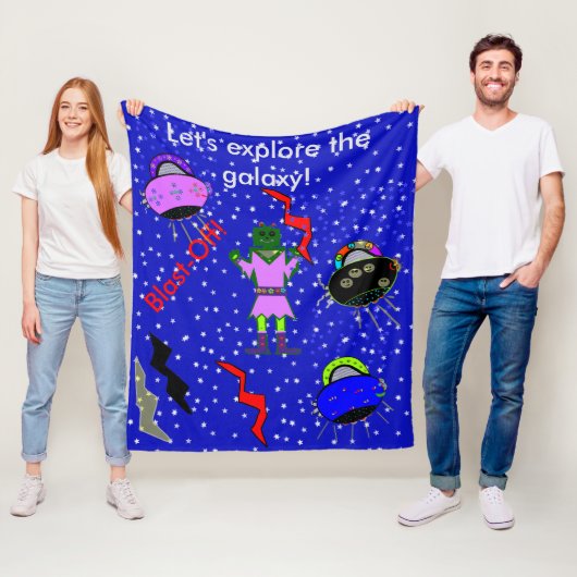 Girl Robot Alien Spaceships Kids Medium Blanket Fleecedecke (Beispiel)