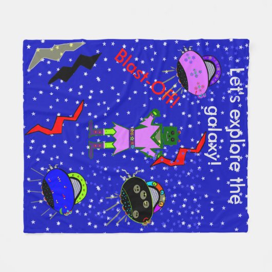 Girl Robot Alien Spaceships Kids Medium Blanket Fleecedecke (Vorderseite (Horizontal))