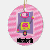Girl Robot; Rosa und weiße Streifen Keramikornament (Links)
