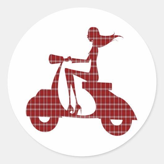 Girl-Roller Runder Aufkleber (Vorderseite)
