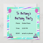 Girl Roller Skaten zum Geburtstag Einladung (Rückseite)