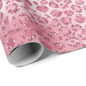 Girl-Rosa-Blush-Glitzer Leopard-Druck Geschenkpapier (Rolleneckpunkt)