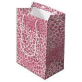 Girl-Rosa-Blush-Glitzer Leopard-Druck Mittlere Geschenktüte (Vorderseite Schrägansicht)