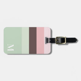 Girl-Rosa, grünbraune Streifen-Monogramm Gepäckanhänger