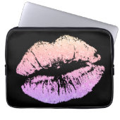 Girl-Rosa Neon Lippen Black Laptop Computer Sleeve (Vorderseite)