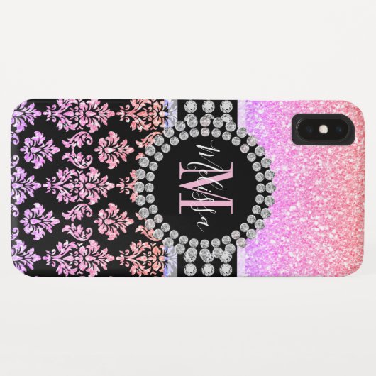 Girl-Rosa-Regenbogen-Glitzer Case-Mate iPhone Hülle (Rückseite (Horizontal))