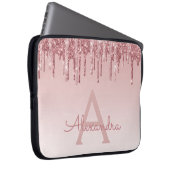 Girl Rosa Rose Gold Glitzer Tropfen Monogramm Laptopschutzhülle (Vorne Rechts)