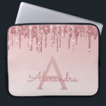 Girl Rosa Rose Gold Glitzer Tropfen Monogramm Laptopschutzhülle<br><div class="desc">Blush Pink - Rose Gold Imitats Dripping (Tropfen) Glitzer und sparkle elegante Monogram Laptop Computer Case. Dieser mit Monogramm Fall kann individuell auf Ihren Anfangs- und Vornamen abgestimmt werden.</div>