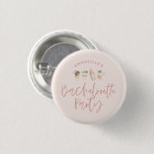 Girl-Rosa-Script-Junggeselinnen-Abschied Gunst Button (Vorne & Hinten)