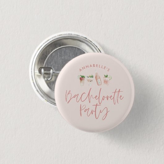 Girl-Rosa-Script-Junggeselinnen-Abschied Gunst Button (Vorne & Hinten)