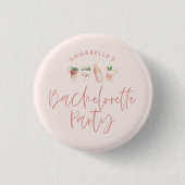 Girl-Rosa-Script-Junggeselinnen-Abschied Gunst Button (Vorderseite)