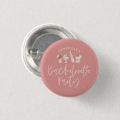 Girl-Rosa-Script-Junggeselinnen-Abschied Gunst Button (Vorne & Hinten)