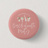 Girl-Rosa-Script-Junggeselinnen-Abschied Gunst Button (Vorderseite)