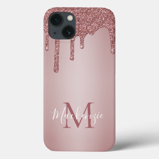 Girl-Rosa-Sparkus-Glitzer-Tropfen Monogramm Case-Mate iPhone Hülle (Rückseite)