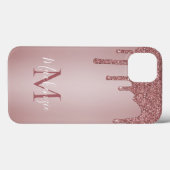 Girl-Rosa-Sparkus-Glitzer-Tropfen Monogramm Case-Mate iPhone Hülle (Rückseite (Horizontal))