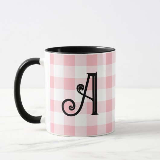 Girl-Rosa- und Black-Custom-Monogram-Tasse Tasse (Links)