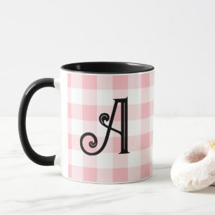 Girl-Rosa- und Black-Custom-Monogram-Tasse Tasse