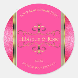 Girl-Rosa- und Gold-Produktkennzeichnungen - Glitz Runder Aufkleber