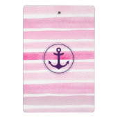 Girl-Rosa und Weiß Wasserfarben mit Ankern Mini Klemmbrett (Rückseite)