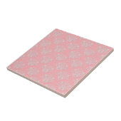 Girl-Rosa- und White-Damask-Muster Fliese (Seite)