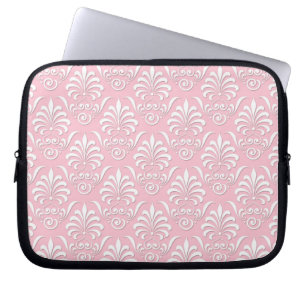Girl-Rosa- und White-Damask-Muster Laptopschutzhülle