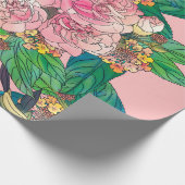 Girl-Rosa Wasserfarbe Blumenfarbe Geschenkpapier (Ecke)