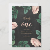 Girl Rose Erstgeburt Einladung Chalkboard (Vorderseite)