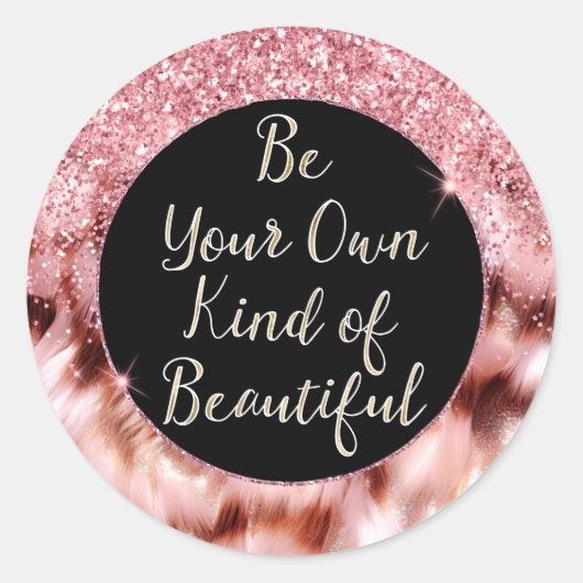 Girl Rose Glitzy Sparkle Gold Zebra Glitzer Runder Aufkleber (Vorderseite)