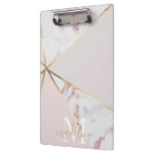 Girl Rose Gold Blush Geometric Monogram Clipboard Klemmbrett (Links)