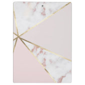 Girl Rose Gold Blush Geometric Monogram Clipboard Klemmbrett (Rückseite)