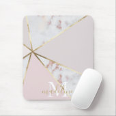 Girl-Rose Gold Blush Geometric Monogram Mouse Pad Mousepad (Mit Mouse)