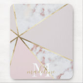 Girl-Rose Gold Blush Geometric Monogram Mouse Pad Mousepad (Vorne)