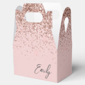 Girl Rose Gold Blush Glitzer Monogram Geschenkschachtel (Geöffnet)