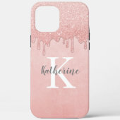 Girl Rose Gold Blush Pink Glitzer Monogram Case-Mate iPhone Hülle (Rückseite)