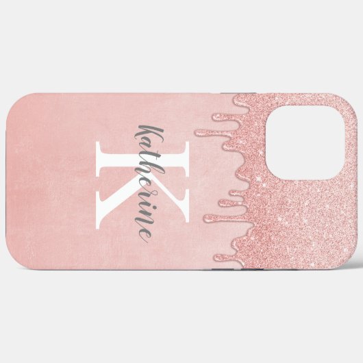 Girl Rose Gold Blush Pink Glitzer Monogram Case-Mate iPhone Hülle (Rückseite (Horizontal))