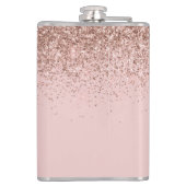 Girl Rose Gold Blush Pink Glitzer Monogram Flachmann (Rückseite)