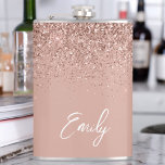 Girl Rose Gold Blush Pink Glitzer Monogram Flask Flachmann<br><div class="desc">Girly Rose Gold - Blush Pink Sparkle Glitzer Pinselmetall Monogram Name and Initial Party Flask. Das macht den perfekten 16 Geburtstag,  Hochzeit,  Brautparty,  Jubiläum,  Babydusche oder Junggeselinnen-Abschied Geschenk für jemanden,  der Lieben glamourösen Luxus und schicke Stile.</div>