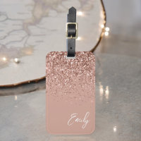 Girl Rose Gold Blush Pink Glitzer Monogram