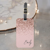 Girl Rose Gold Blush Pink Glitzer Monogram Gepäckanhänger