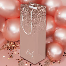 Girl Rose Gold Blush Pink Glitzer Monogram