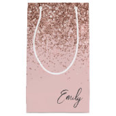 Girl Rose Gold Blush Pink Glitzer Monogram Kleine Geschenktüte (Vorderseite)