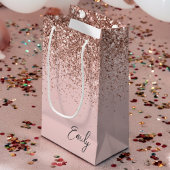 Girl Rose Gold Blush Pink Glitzer Monogram Kleine Geschenktüte
